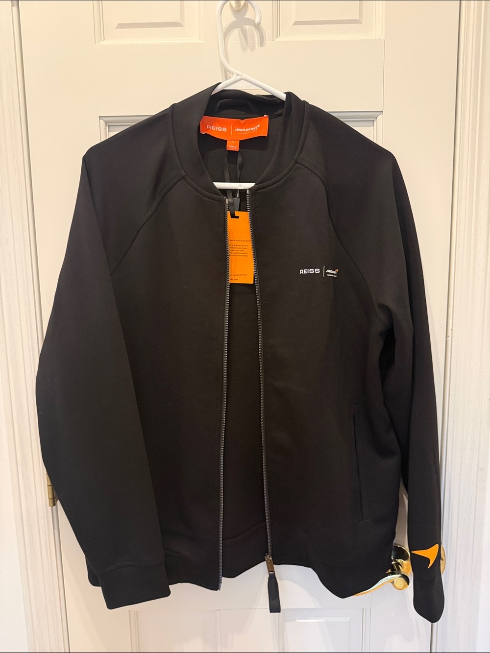 Reiss Black Men's Zip-Front Bomber Jacket